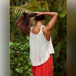 Free People Ivory Tie-Shoulder Tank Top